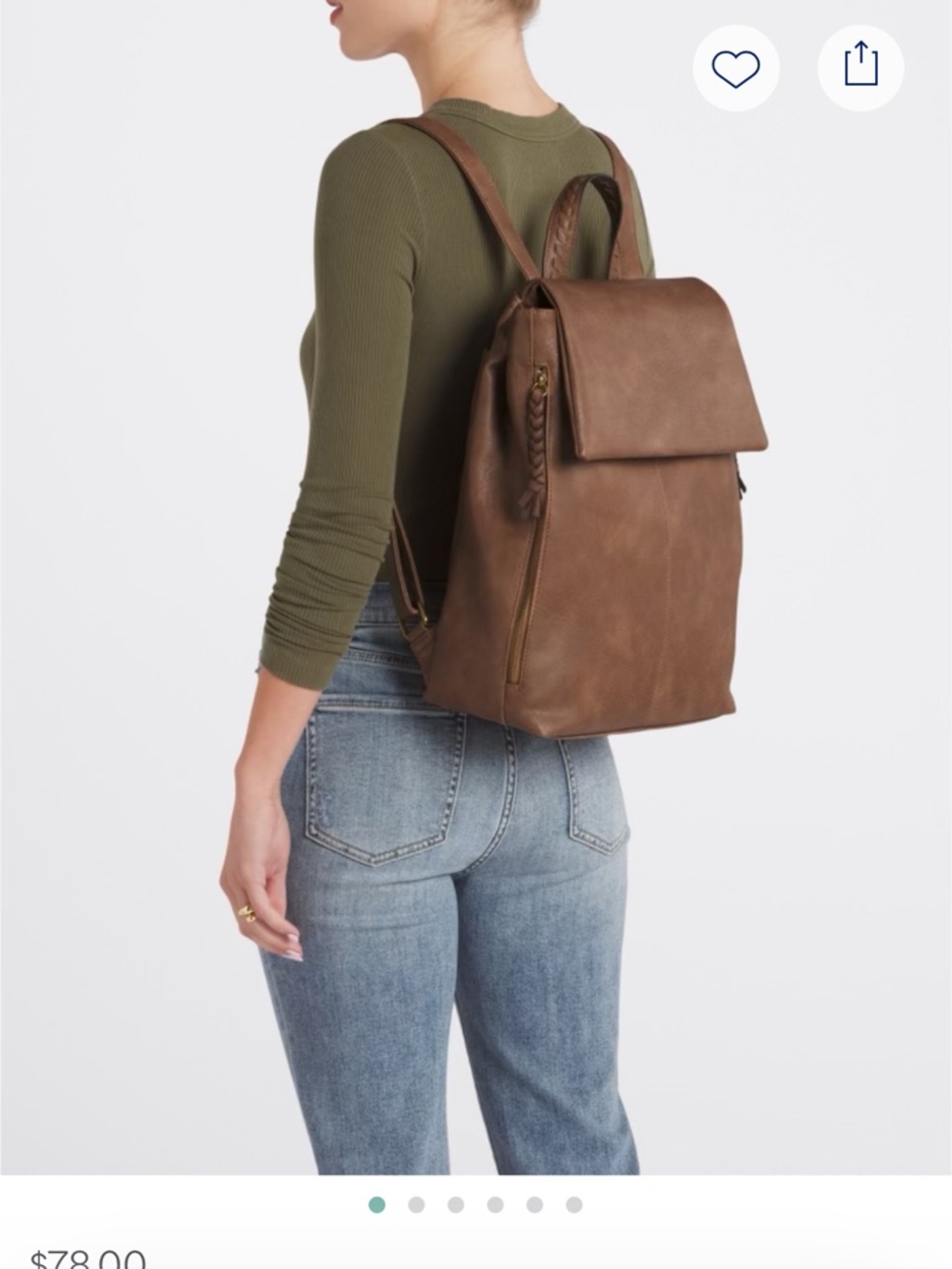 Market & Spruce Elwood Brown Faux-Leather Backpack